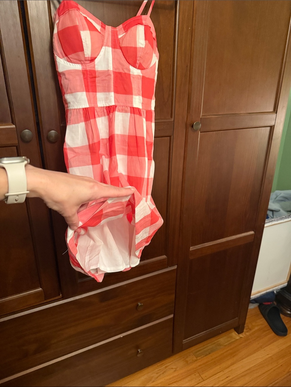Red and White Gingham 100% Cotton Sundress - Picture 5 of 6